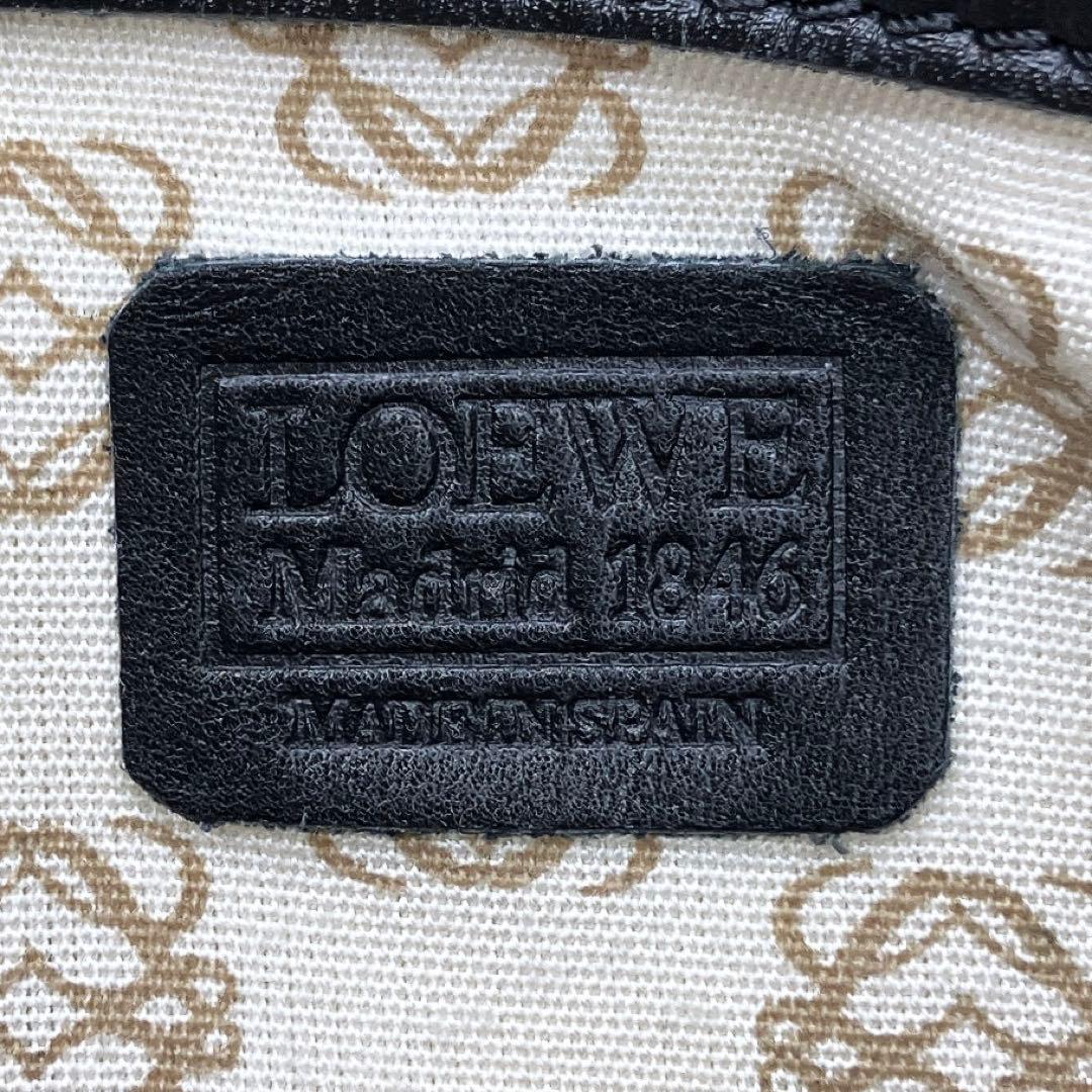 【LOEWE】ボストンバッグ　旅行鞄　アナグラム　ゴールド金具　レザー　ブラック