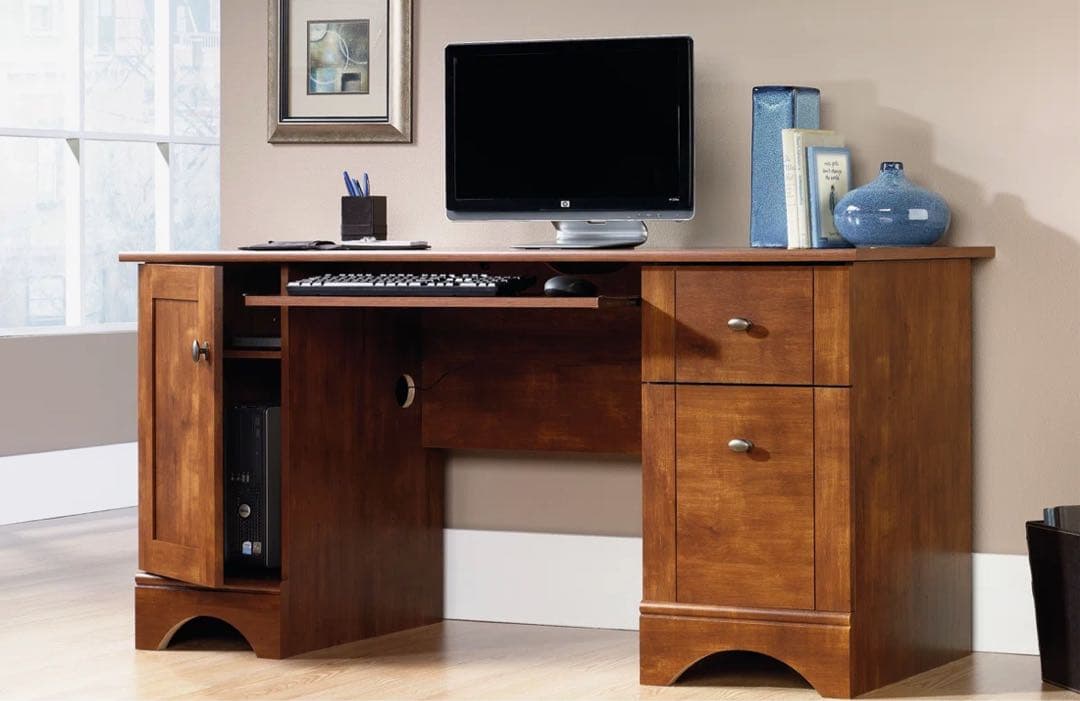 木製 パソコンデスク 机　引き出し、収納付き