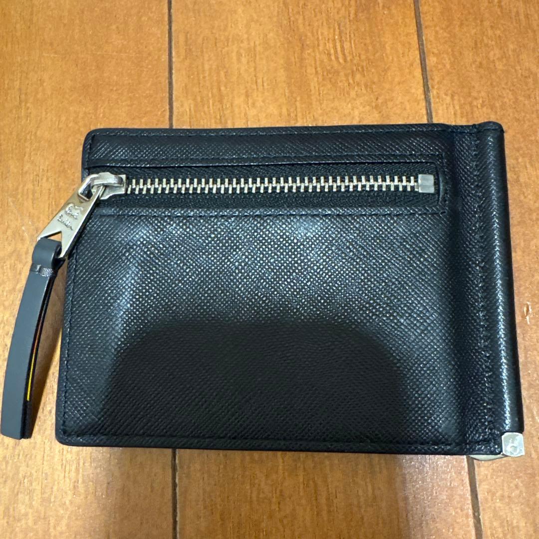 【美品】　ポールスミス　マネークリップ　サフィアーノレザー　黒　マルチストライプ