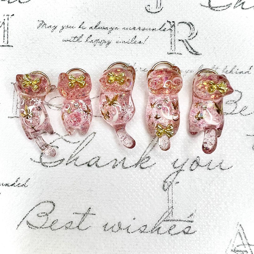 リクエスト専用　雪の結晶　ブラック　猫　5個セット