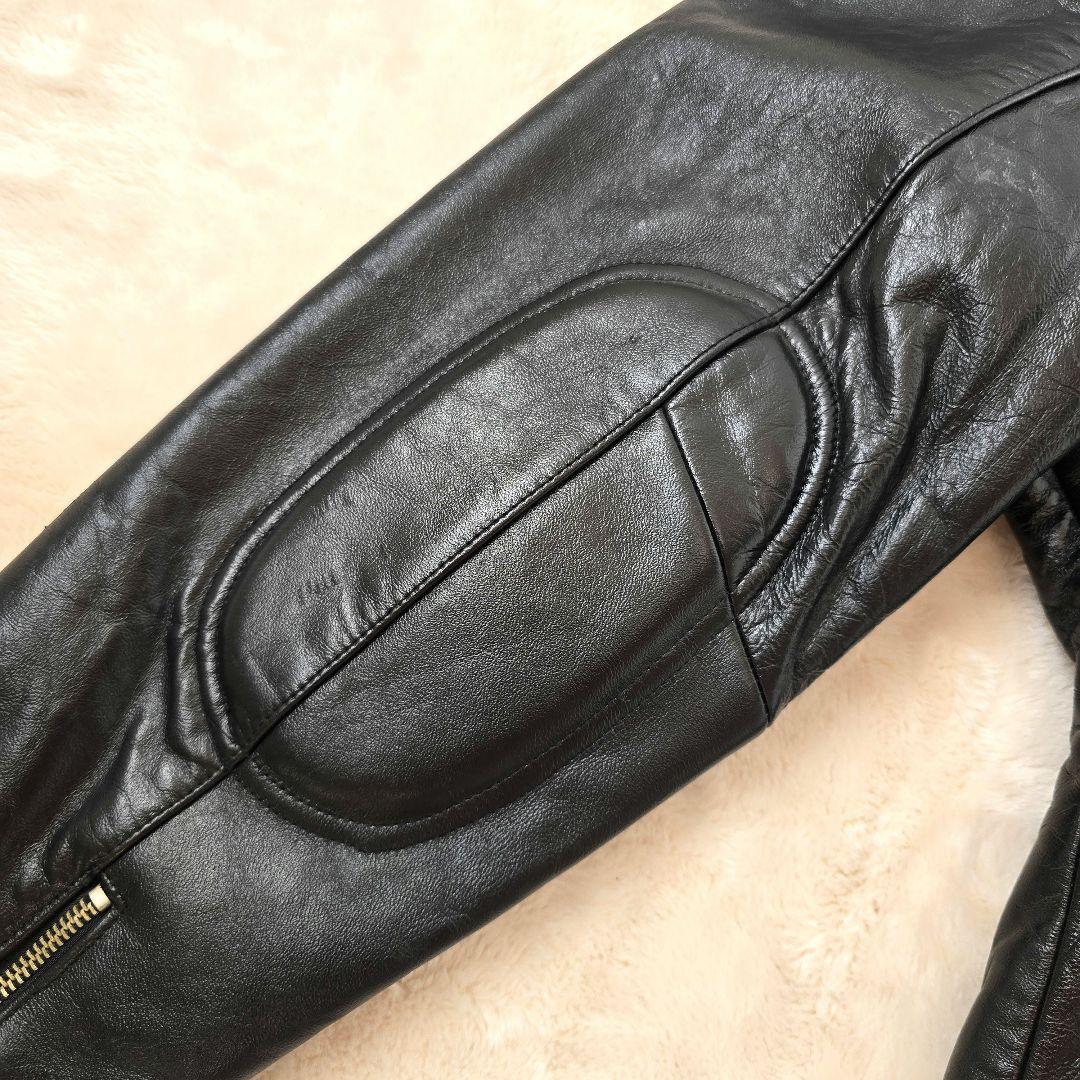 美品 AVIREX アヴィレックス バラ刺繍 黒 レザー ライダースジャケット