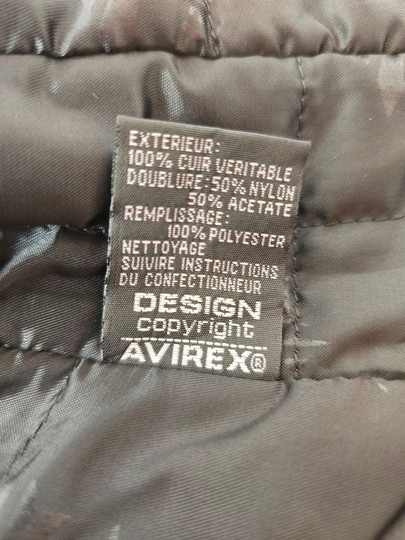 美品 AVIREX アヴィレックス バラ刺繍 黒 レザー ライダースジャケット