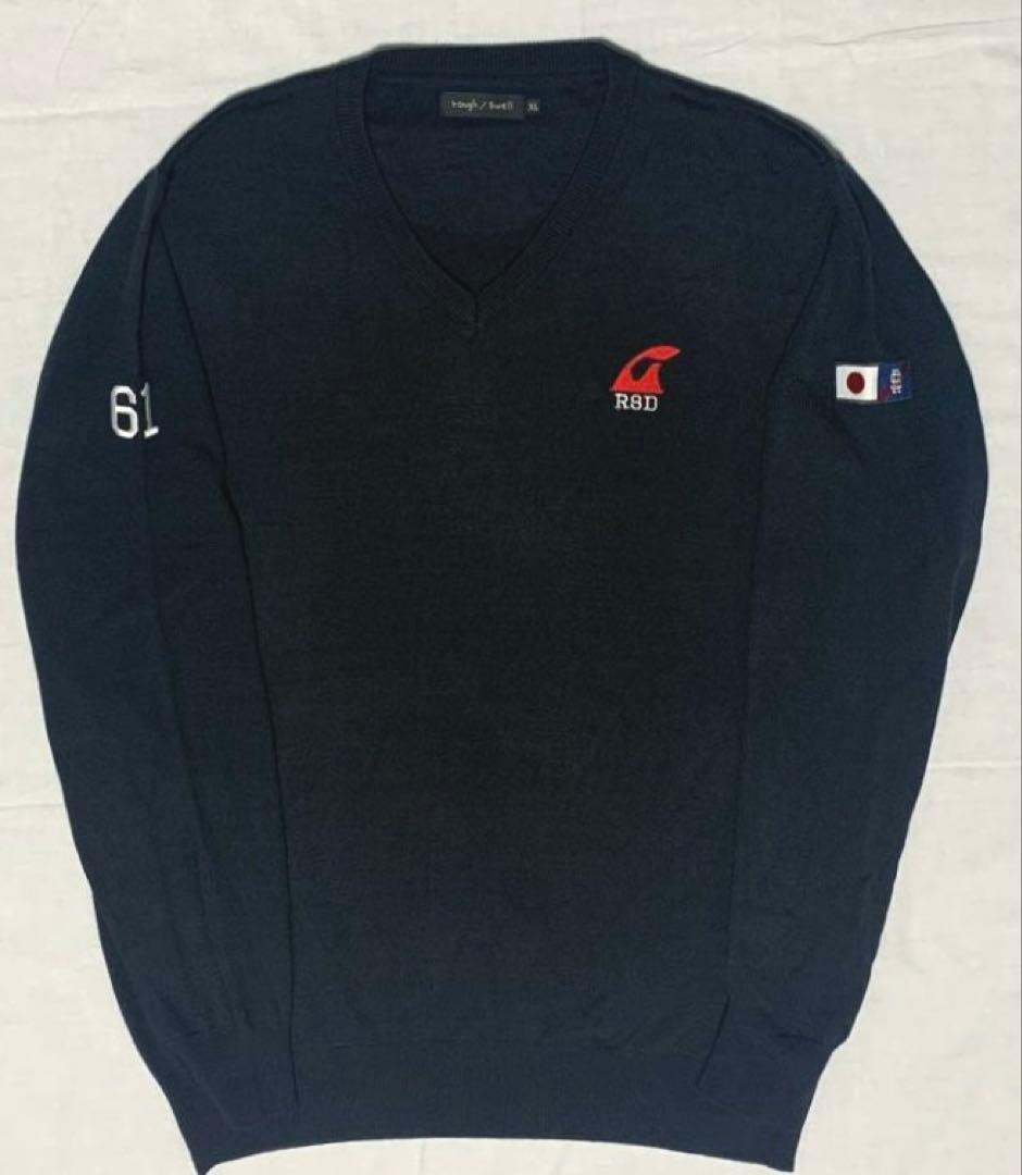 ROUGH&SWELL ブラック ニットセーター ウール ワッペン 刺繍