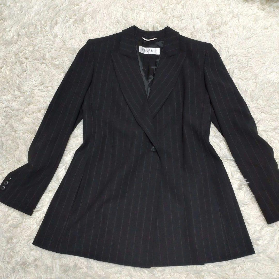 最高級　マックスマーラ　セットアップ　白タグ　スーツ　1B ストライプ　ウール