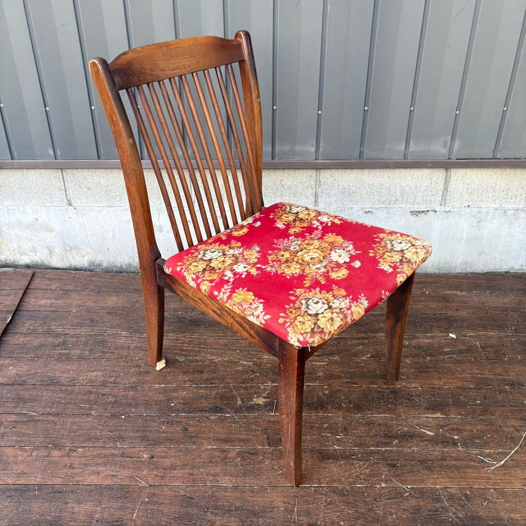 B4① 昭和レトロ アイエフ家具 木製 花柄ダイニングチェア ビンテージ 古家具