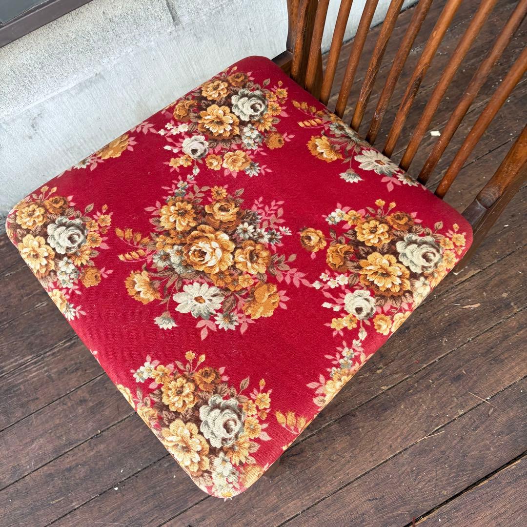 B4① 昭和レトロ アイエフ家具 木製 花柄ダイニングチェア ビンテージ 古家具