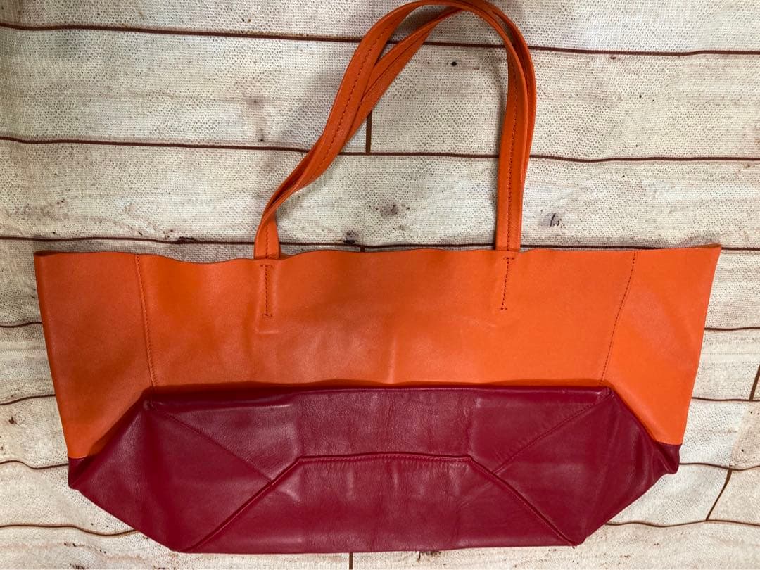 CELINE トート　オレンジと赤　カバ