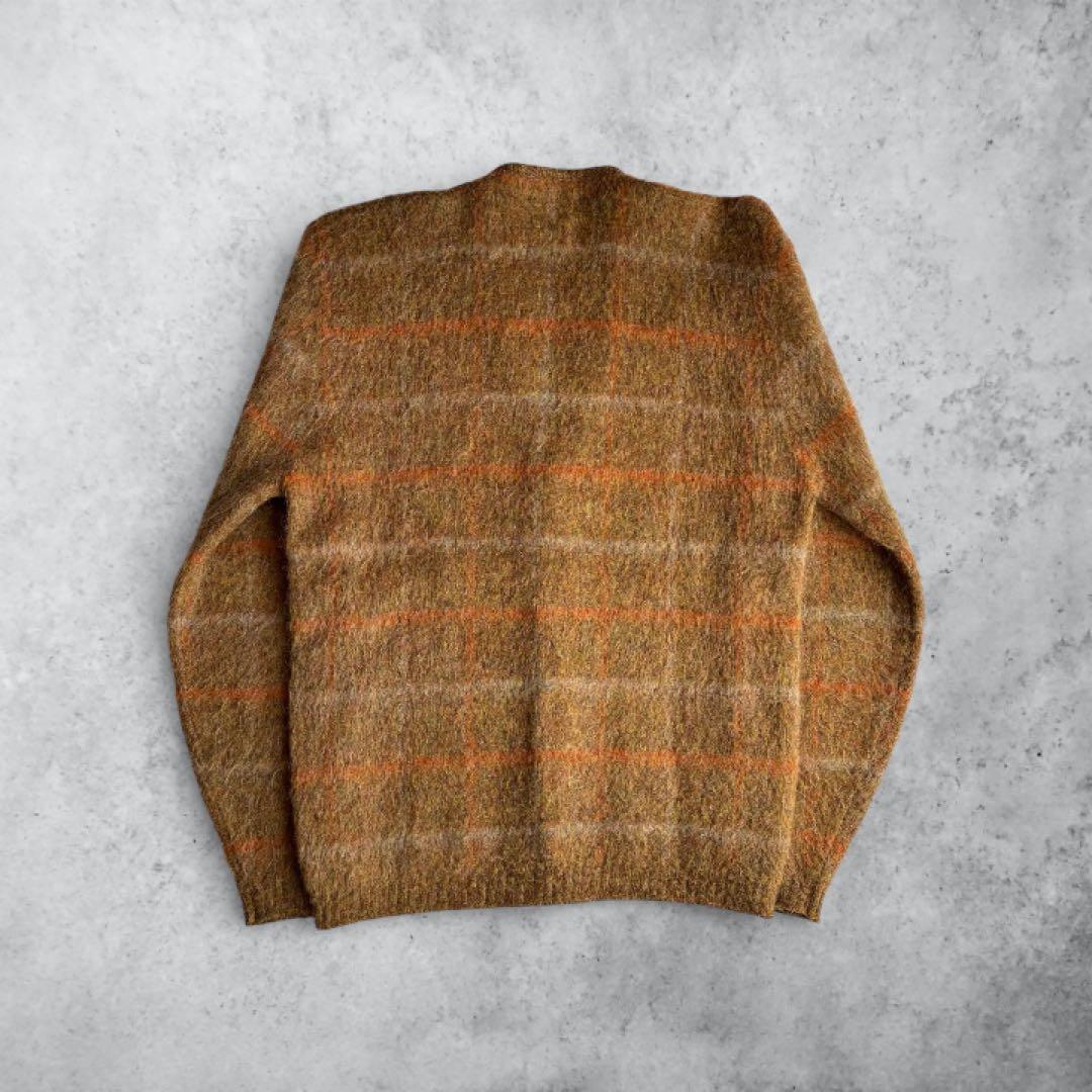 60s-70s VAN HEUSEN モヘア風 ニットカーディガン チェック柄