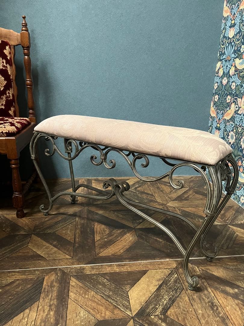 ロング スツール ベンチ 椅子 アイアン 猫脚 インテリア アンティーク