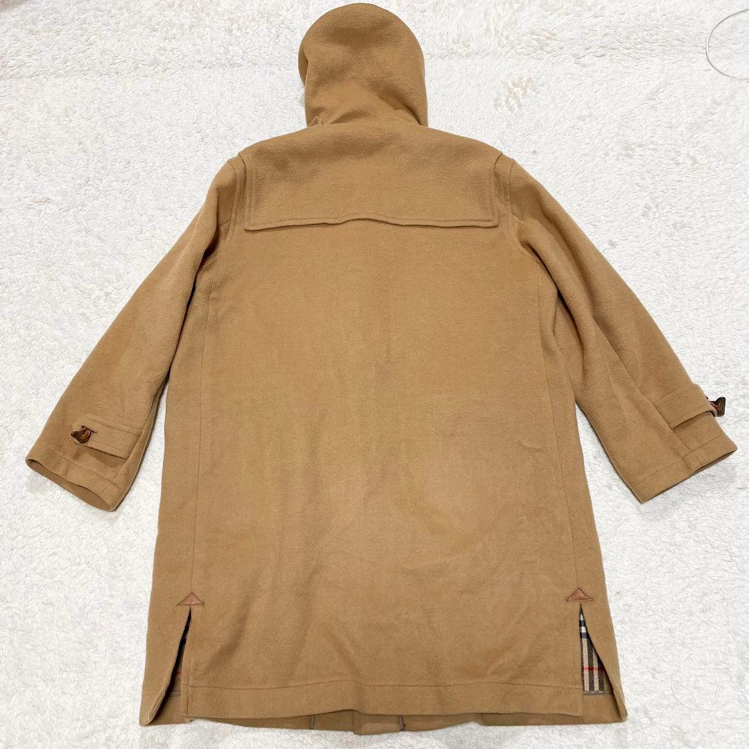 バーバリー ダッフルコート ウールカシミヤ ノバチェック キャメル レザー