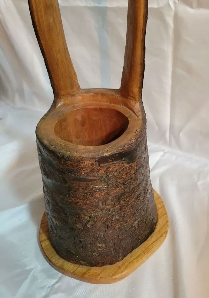 天然木製　円筒形小物入