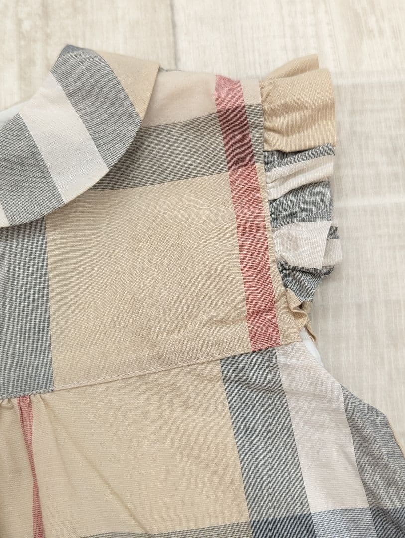 Riii＊【BURBERRY】未使用メガチェックワンピース24M 92cm