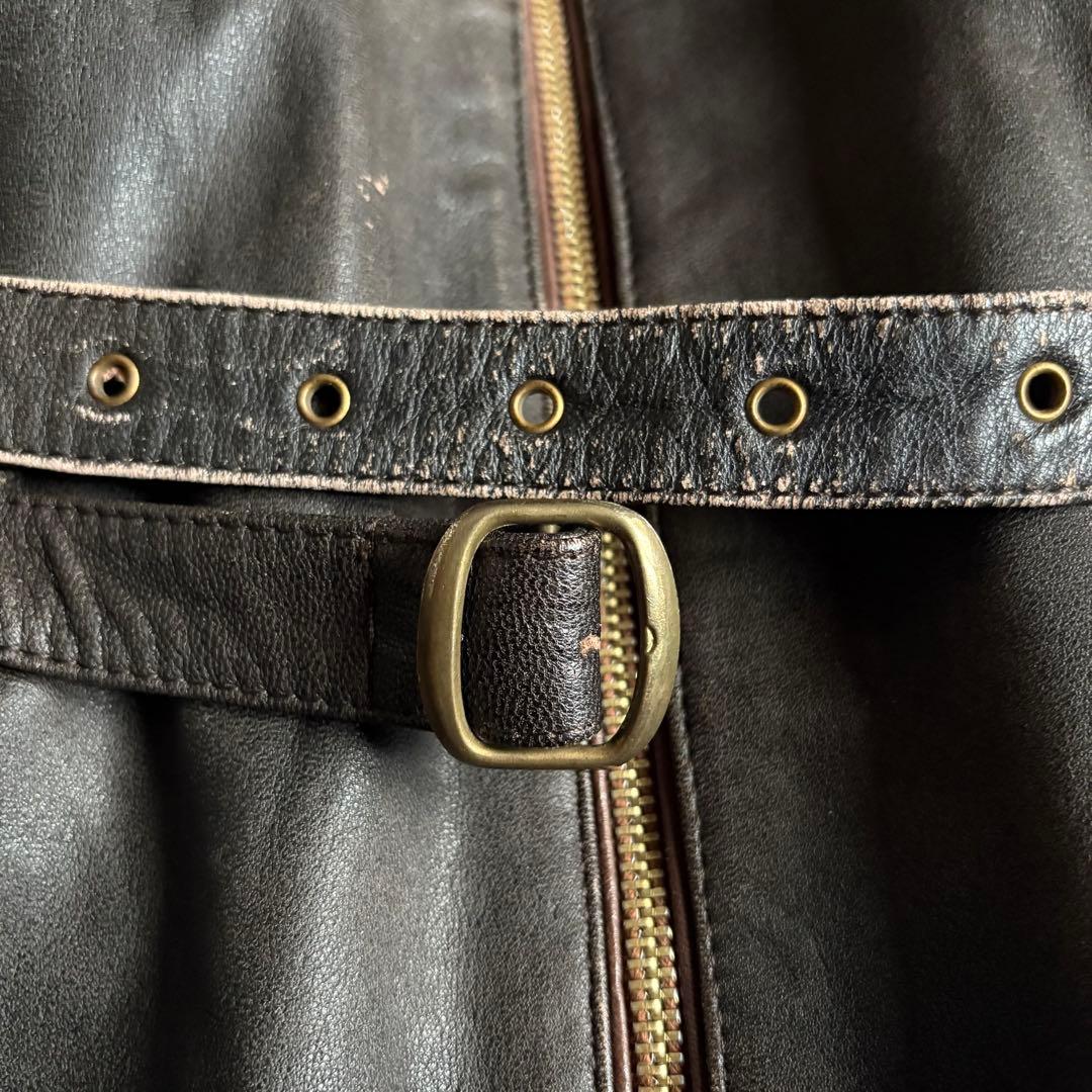 【70s vintage】ライダースジャケット　シングル　本革　片爪　短丈　古着