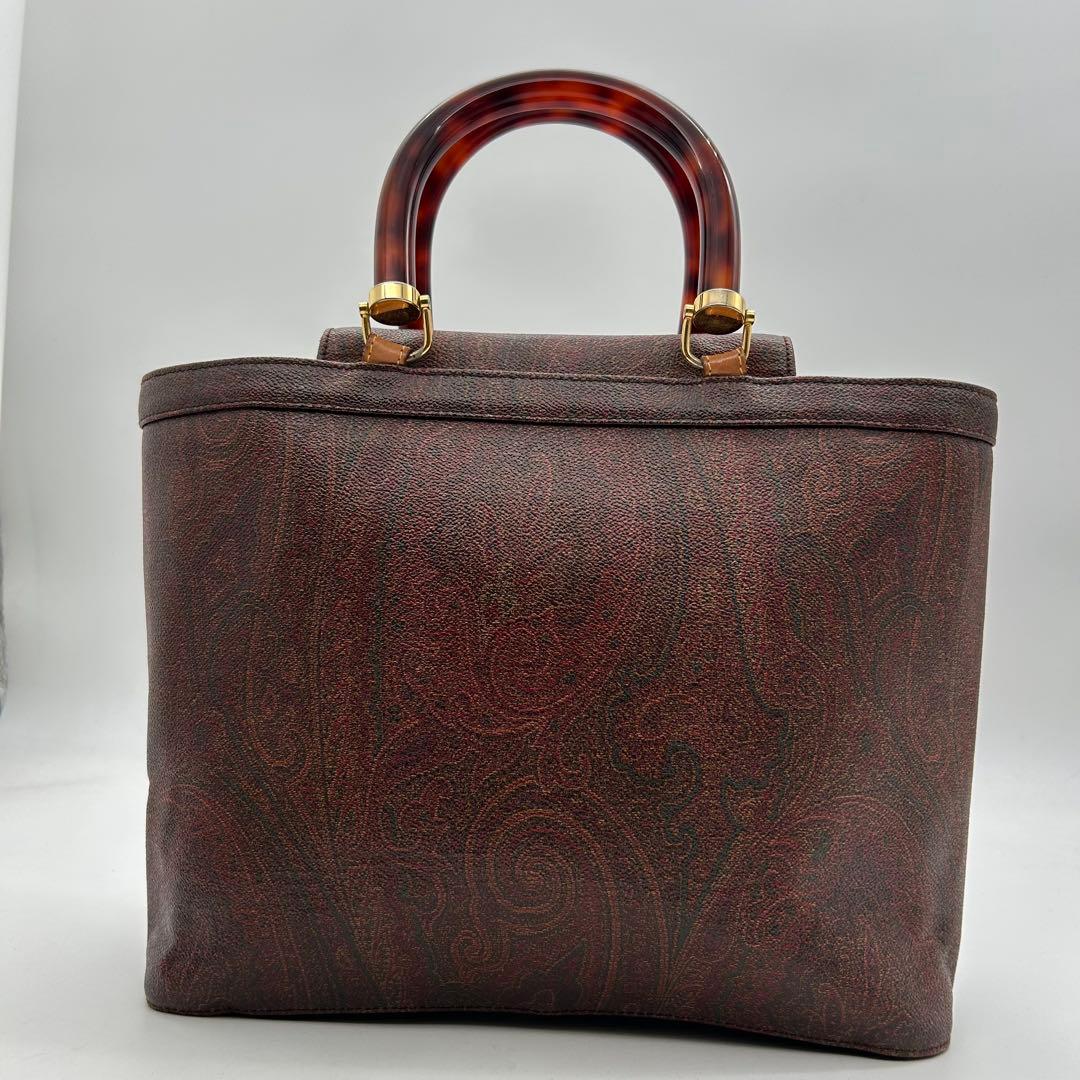 美品　ETRO　エトロ　トートバッグ　pvc　ベッコウ　ロゴ　ペイズリー柄　A4
