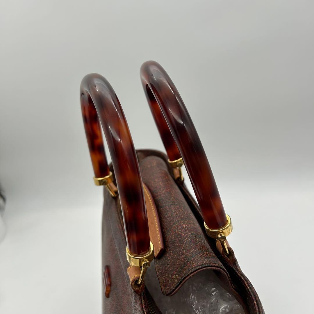 美品　ETRO　エトロ　トートバッグ　pvc　ベッコウ　ロゴ　ペイズリー柄　A4