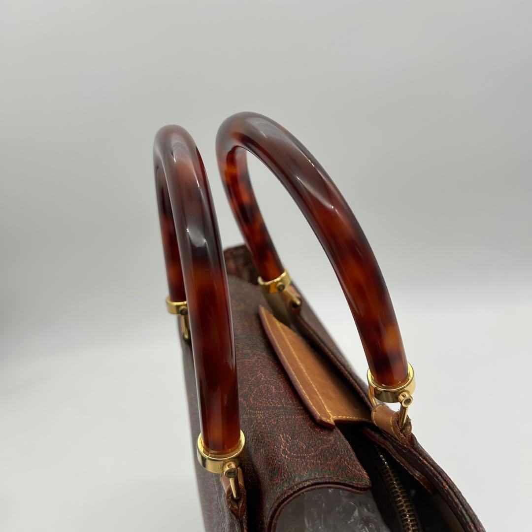 美品　ETRO　エトロ　トートバッグ　pvc　ベッコウ　ロゴ　ペイズリー柄　A4