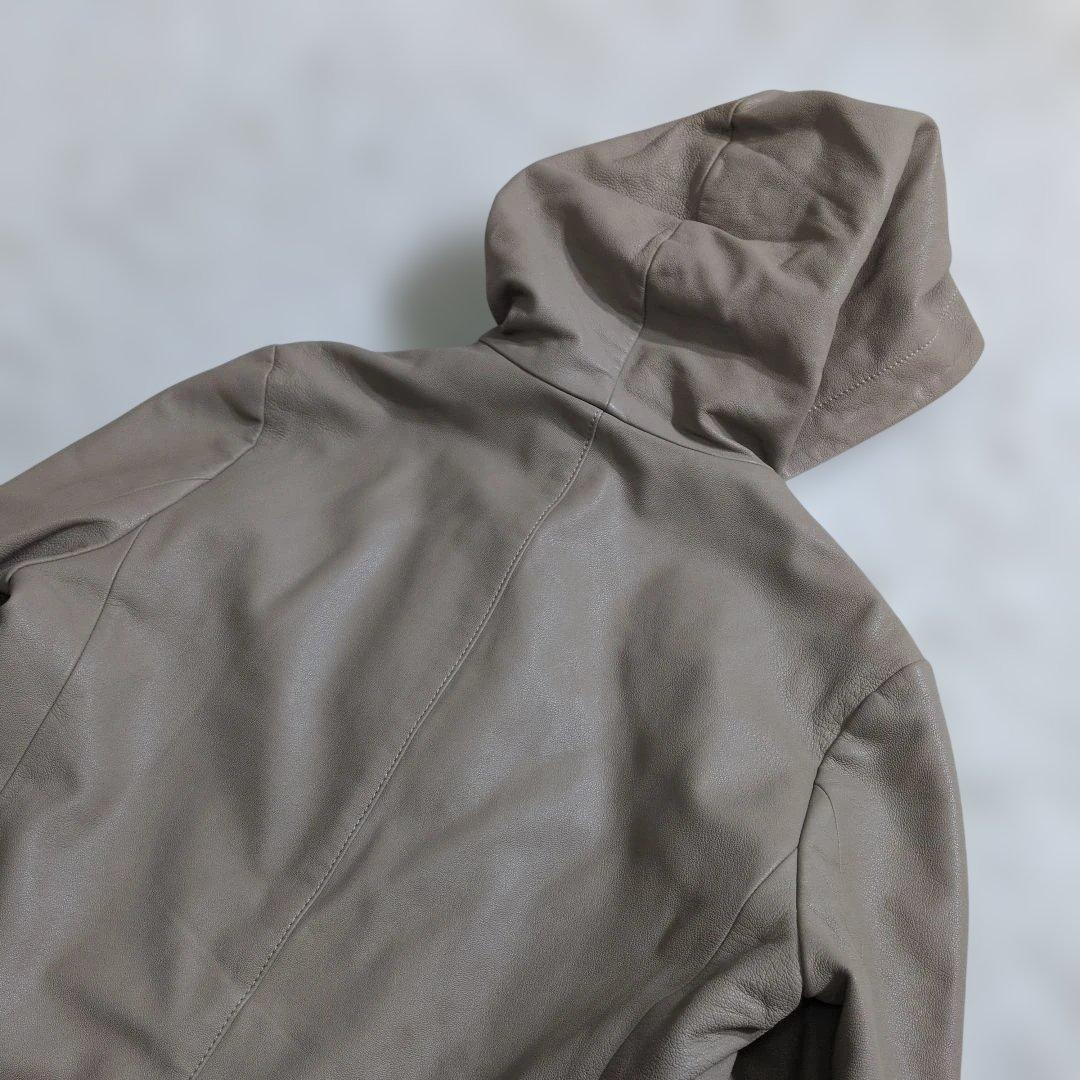 極美品Theory luxe 羊革 スーパーソフトレザー フーデッドジャケット