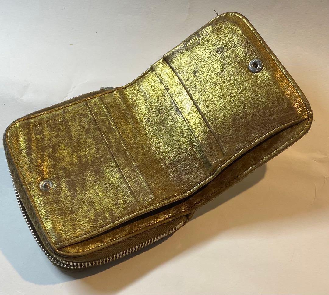 【お買得最終プライス!!】MIUMIU ゴールドパッチワーク二つ折り財布