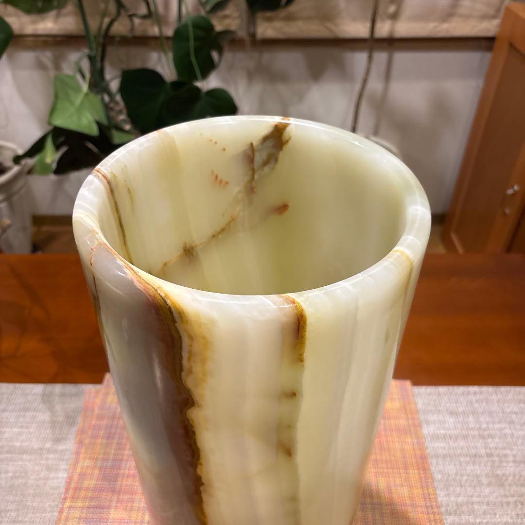 ￼上質、大理石、本物　円筒形　花瓶　傘立て　 フラワースタンド　 マーブル模様