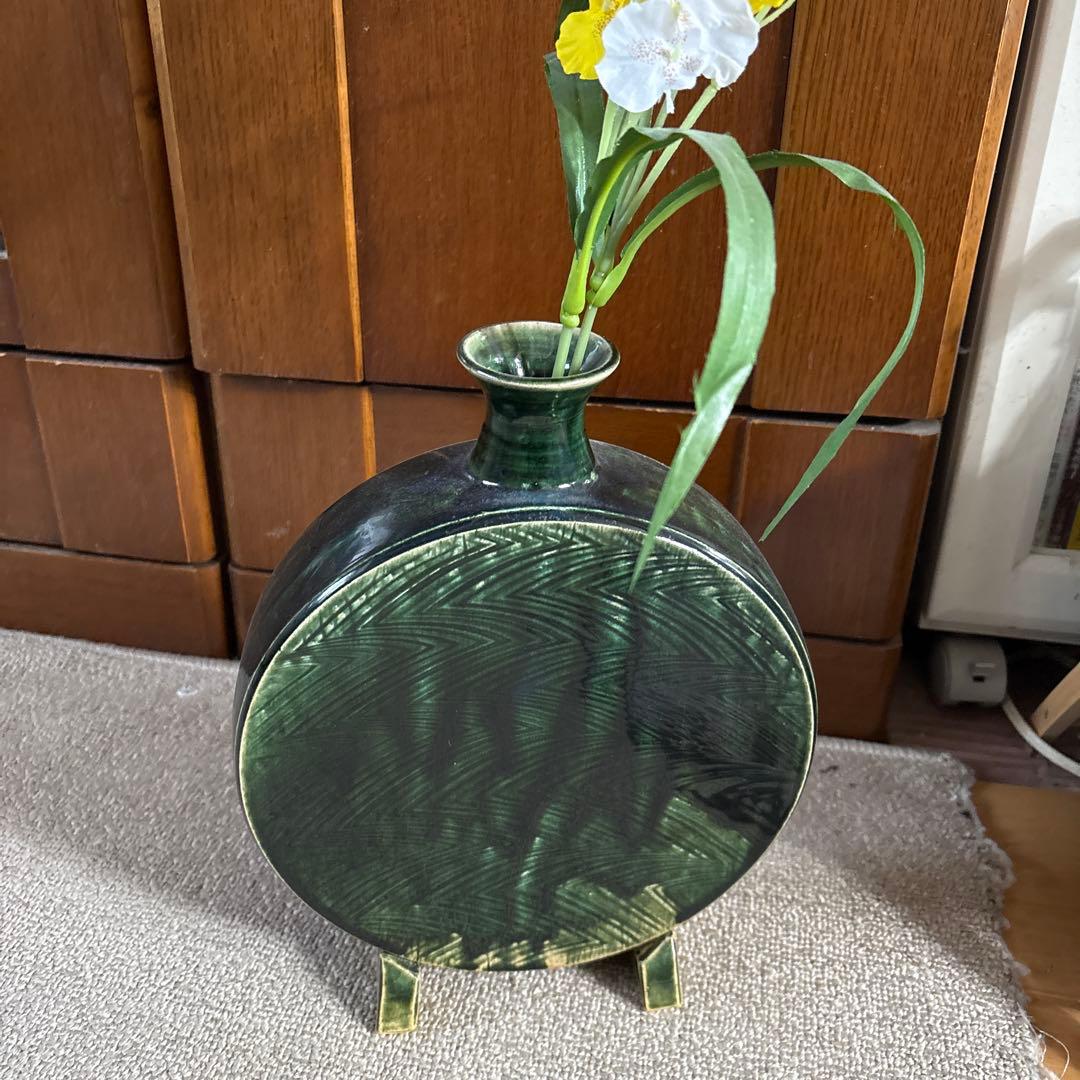 織部焼　花入れ　花瓶