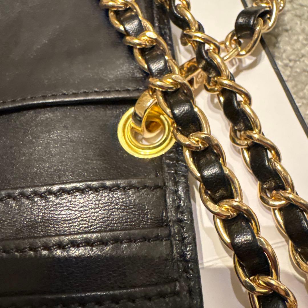 【CHANEL】シャネル　キャビアスキン　三つ折り財布　チェーンウォレット