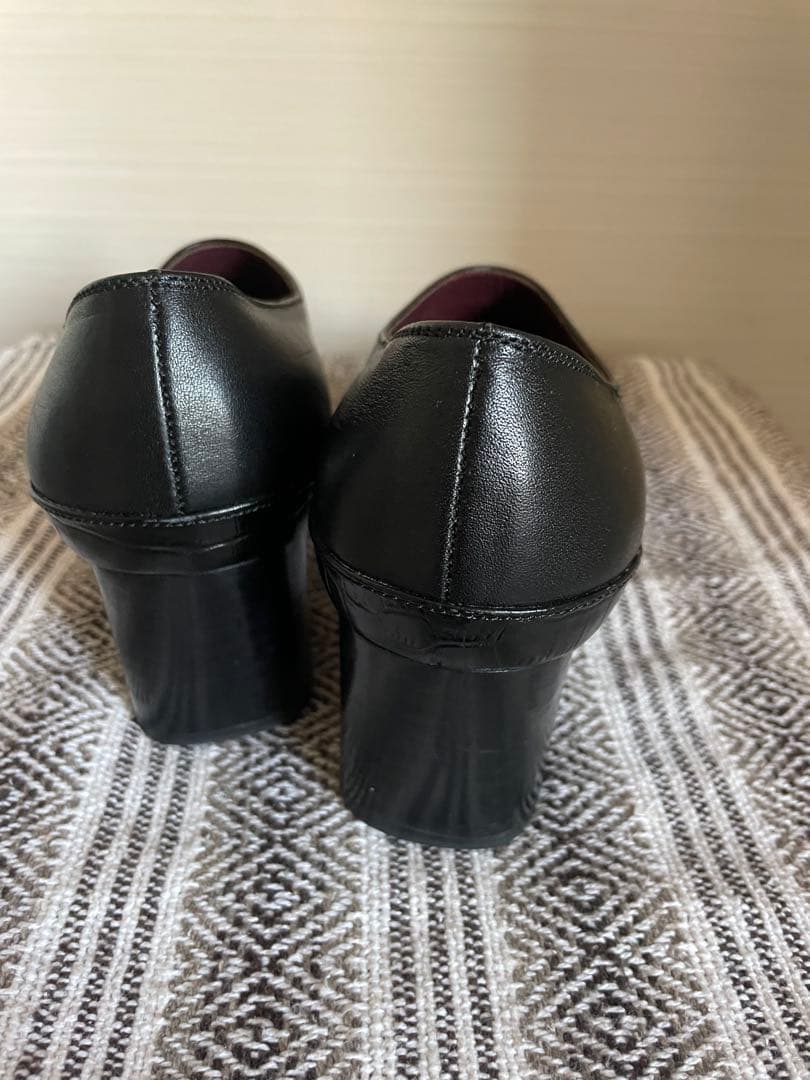 超美品！JANE SMITH 黒レザーオープントゥ ヒールパンプス 37