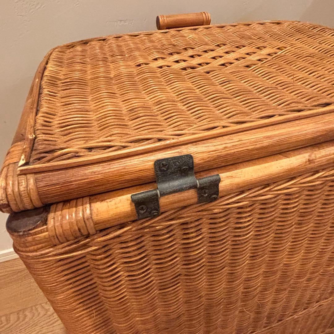 最終価格　特大収納カゴ 蓋付きレトロ 古道具