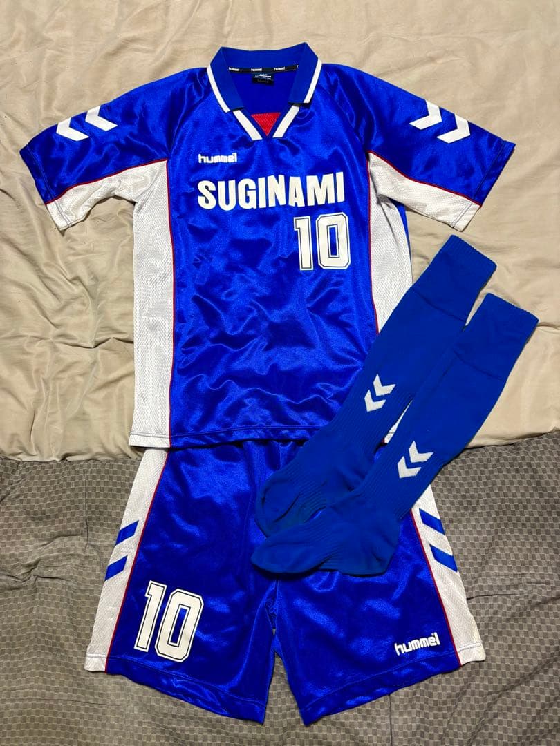 杉並高校サッカー部　ユニフォーム　L 光沢生地　ヒュンメル　ブルー　上下セット