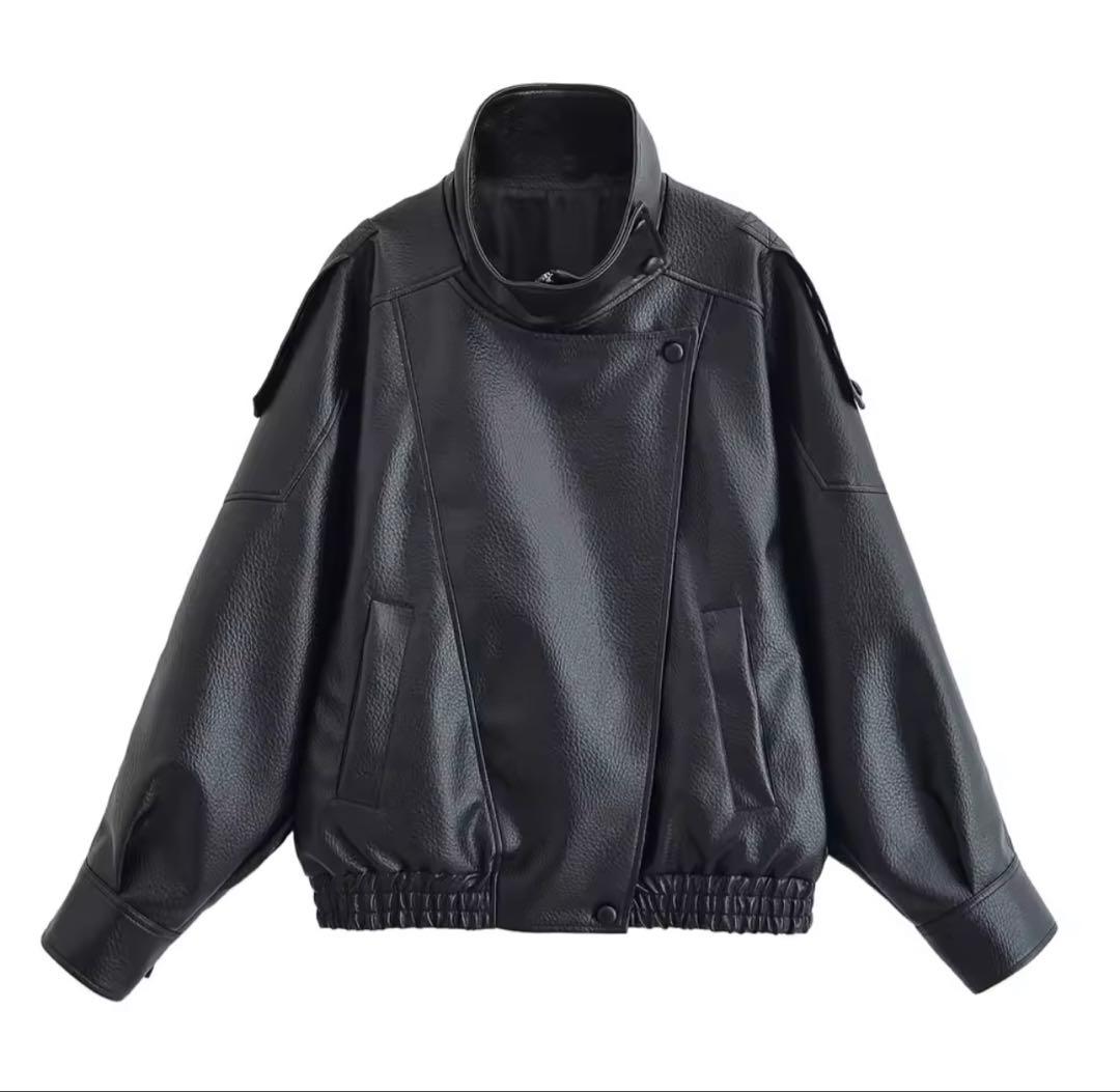 ジャケット・アウター faux leather jacket black jacket
