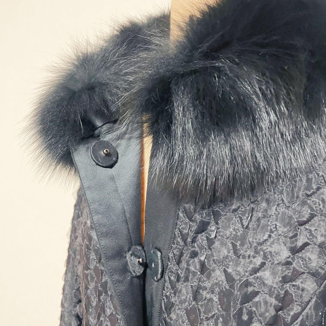 極美品✨COTOO 定価21万ブルーフォックスファー付コート38 イタリア製生地