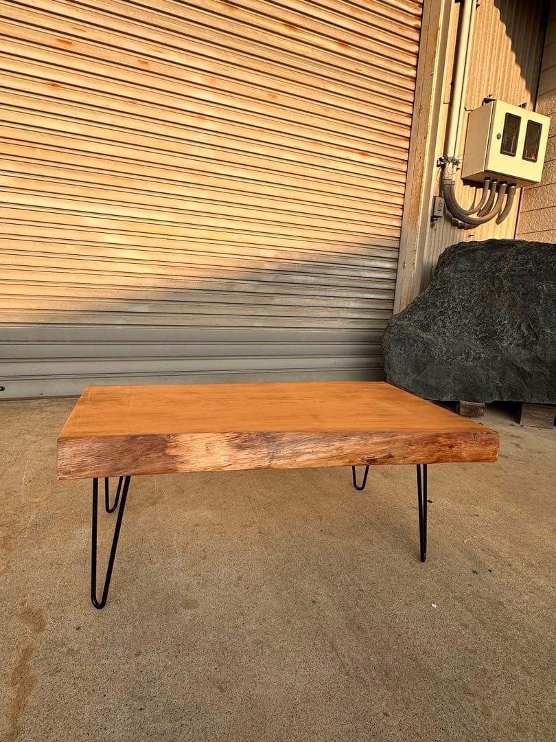木製 ローテーブル アイアン脚 一枚板