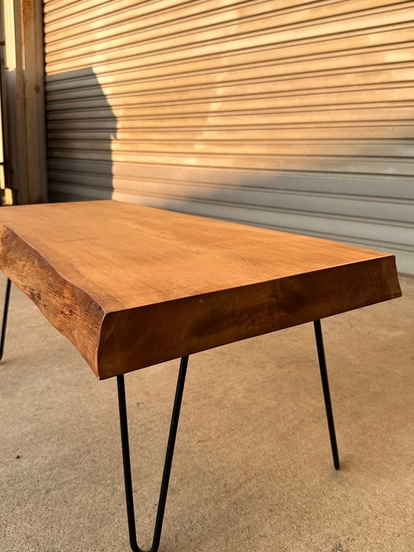 木製 ローテーブル アイアン脚 一枚板