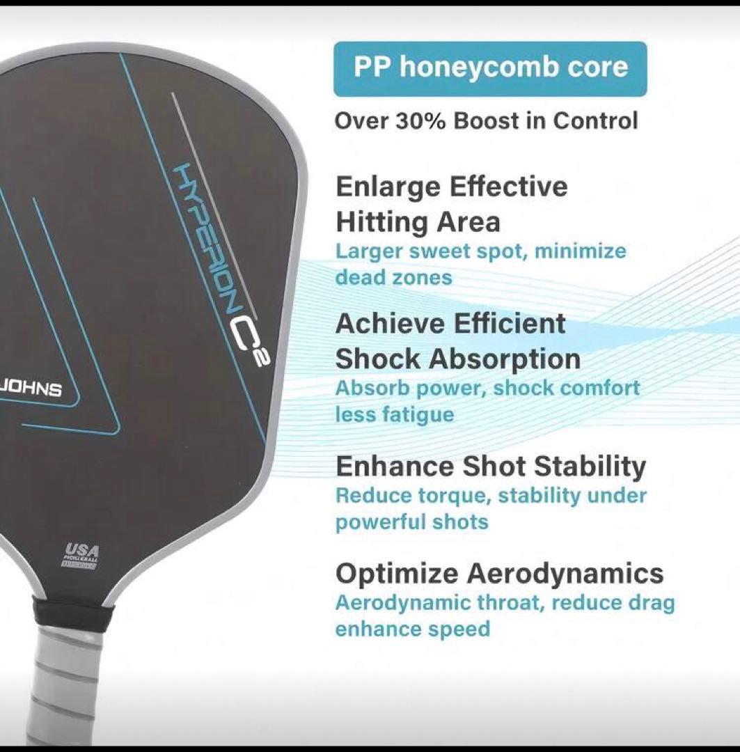 新品！！ベンジョンズ ハイペリオンC2　ピックルボール　パドル　201g