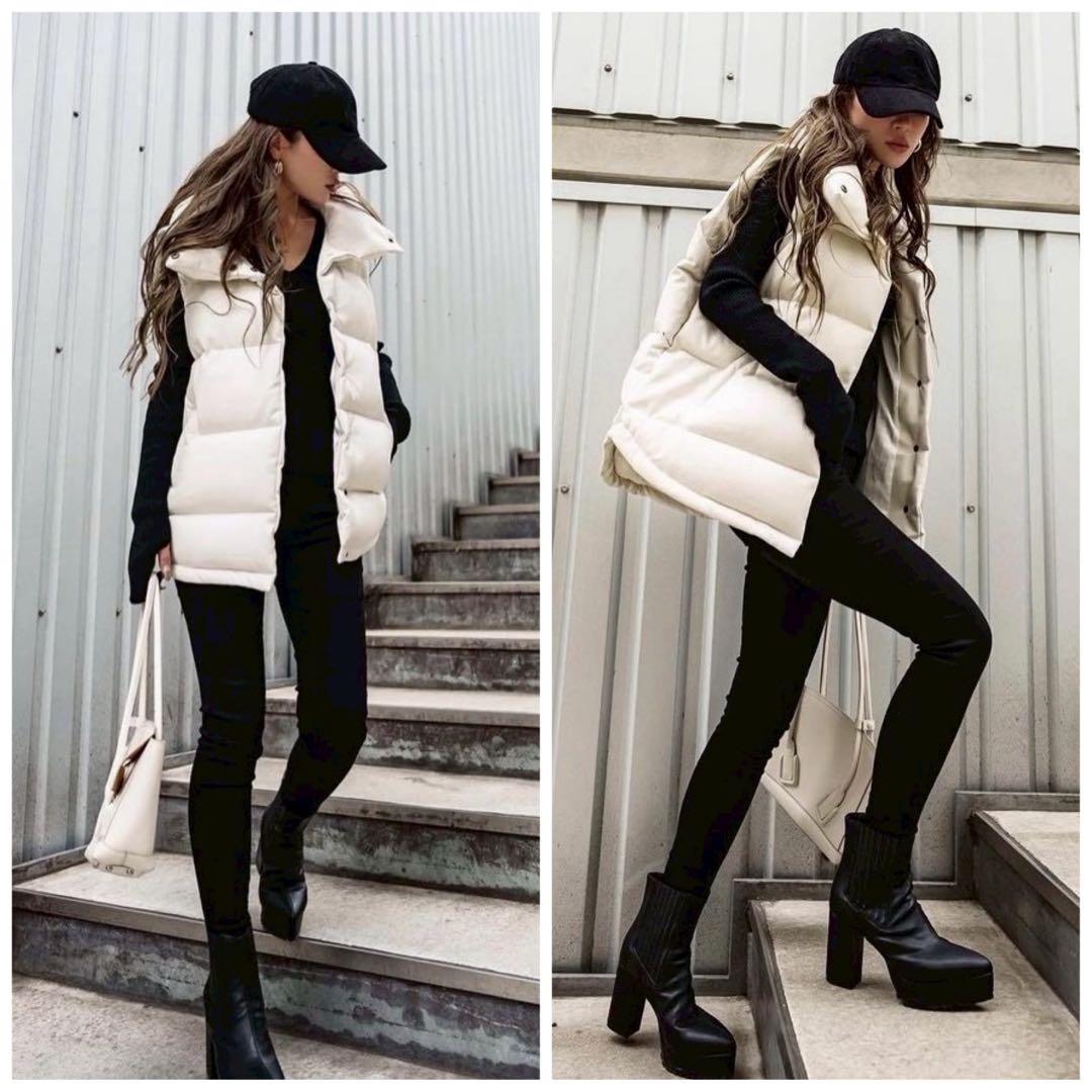 未使用級✨レア✨22AW グラムリップス エコレザーダウンベスト ホワイト F