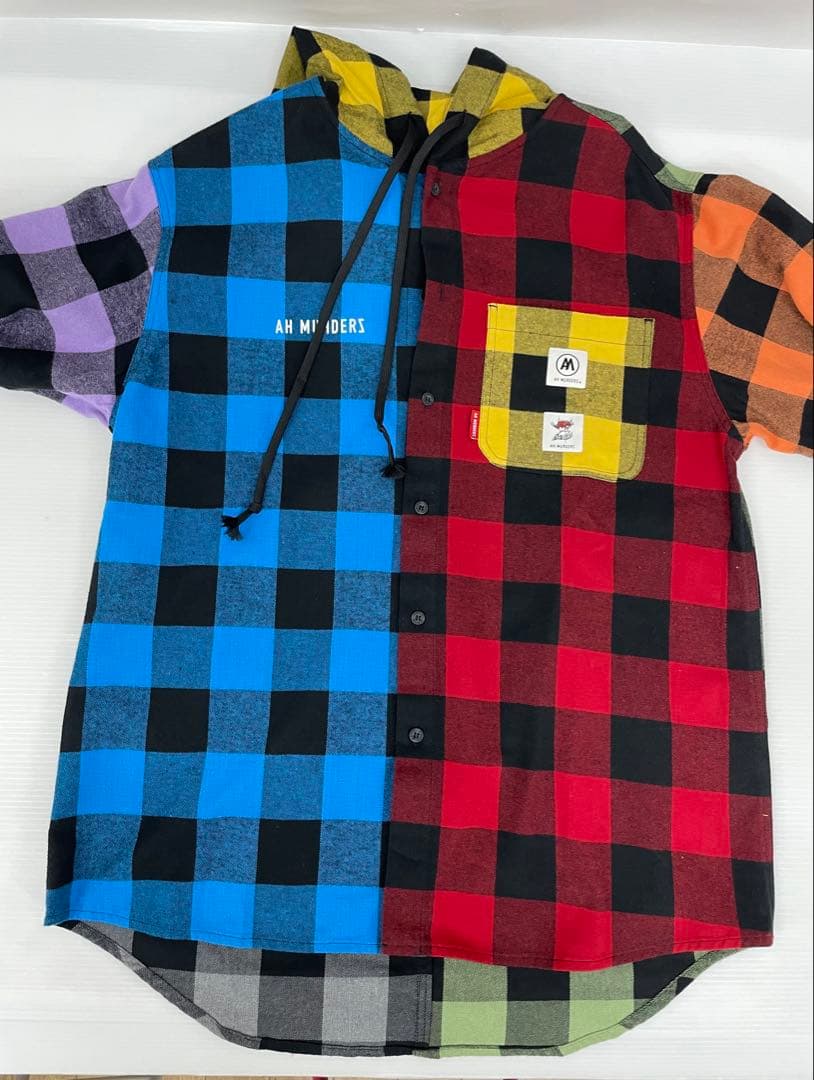 knmen127-0712 AH MURDERZ フードチェックシャツ