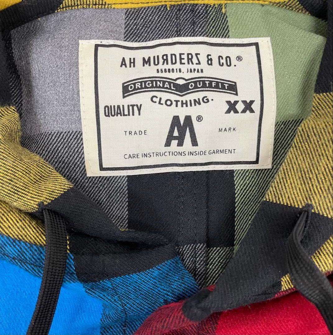 knmen127-0712 AH MURDERZ フードチェックシャツ