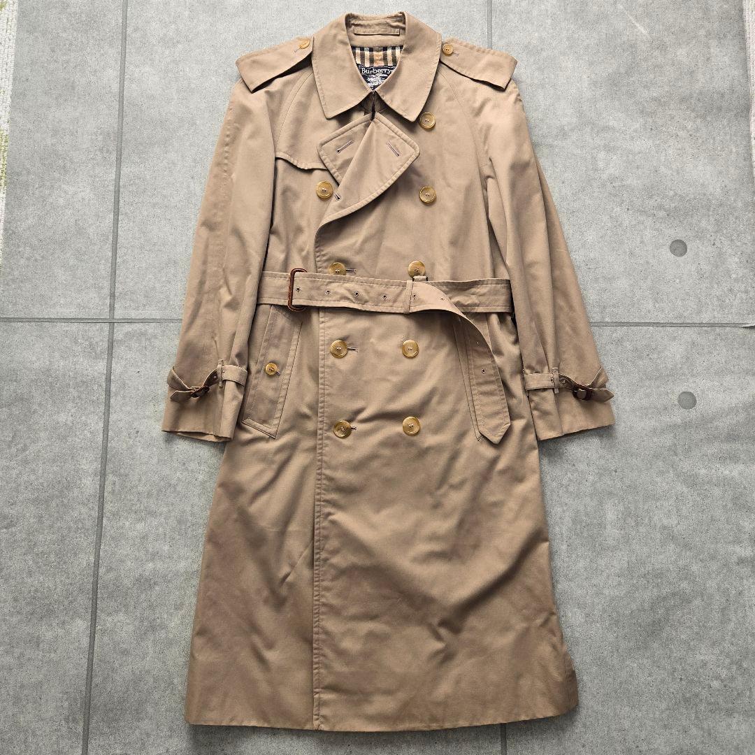 バーバリー 英国製　トレンチコート　ロング丈 ノバチェック総柄　ベルト ベージュ