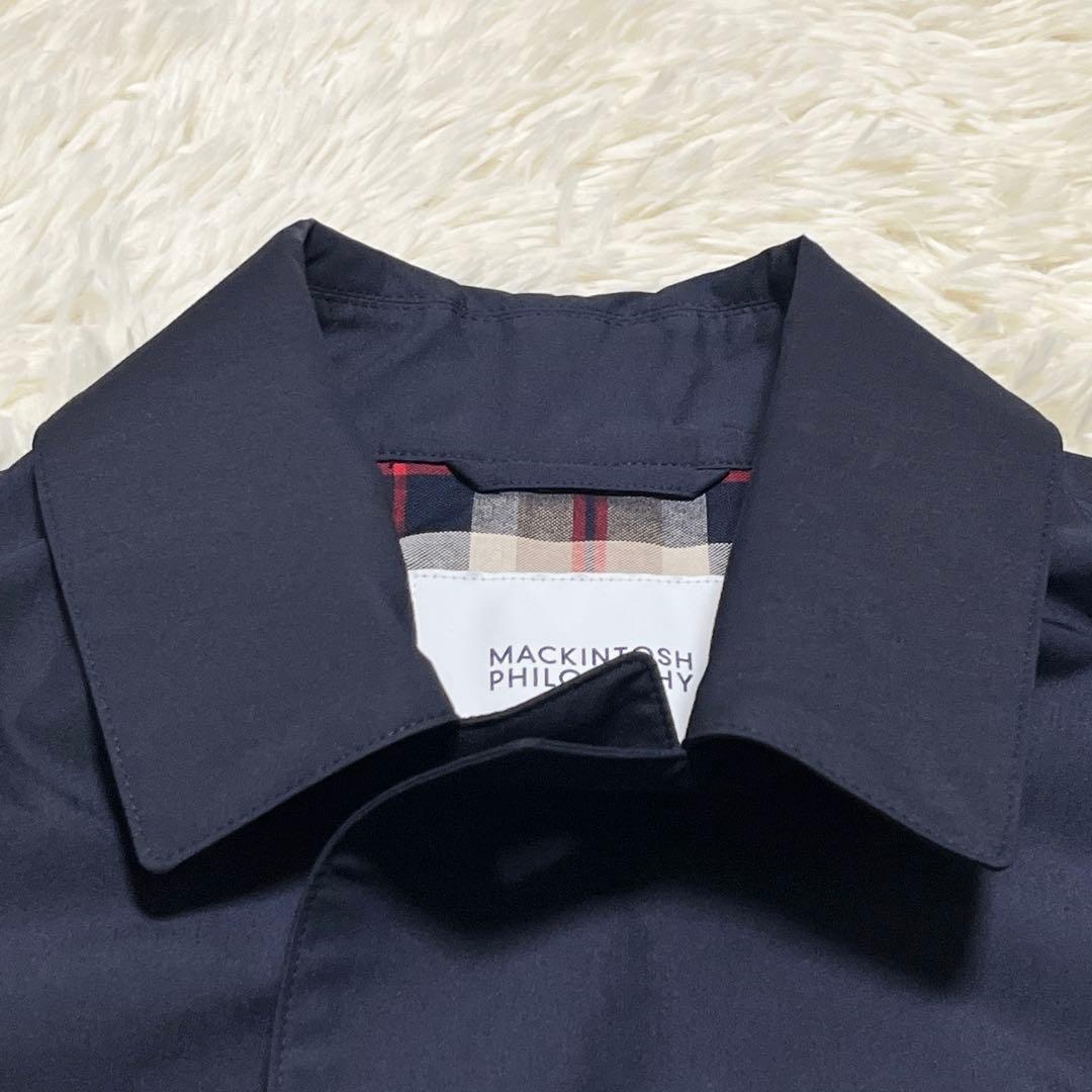極美品✨ マッキントッシュフィロソフィー ステンカラーコート ネイビー チェック