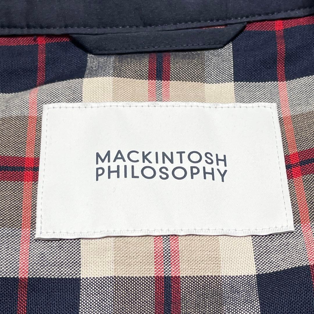 極美品✨ マッキントッシュフィロソフィー ステンカラーコート ネイビー チェック