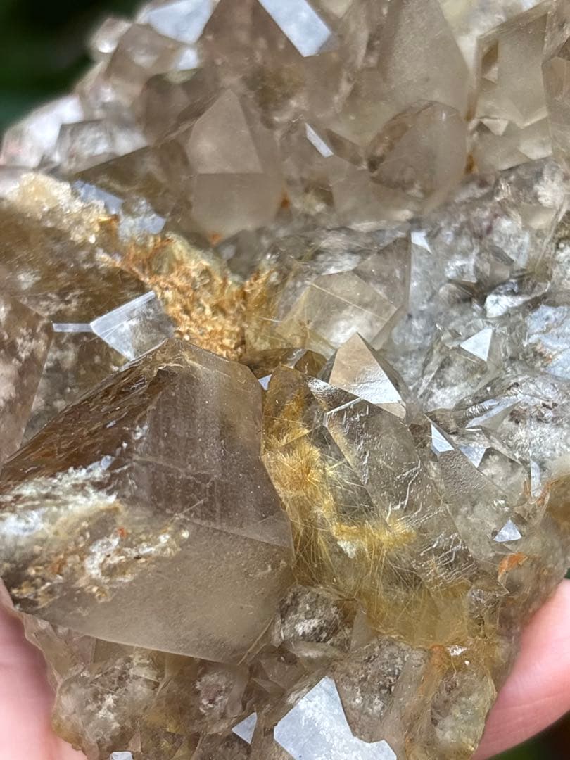 ゴールドルチルクォーツ　クラスター　346g ライトスモーキー　全体ルチルあり