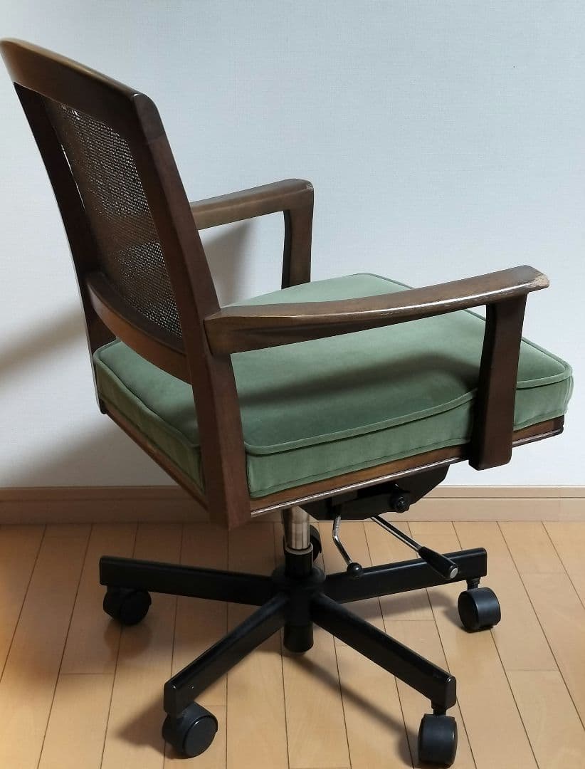 マルニ木工 地中海 アームチェア キャスター付き モケット グリーン