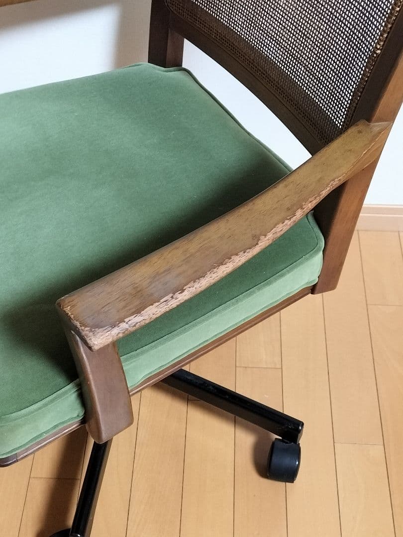 マルニ木工 地中海 アームチェア キャスター付き モケット グリーン