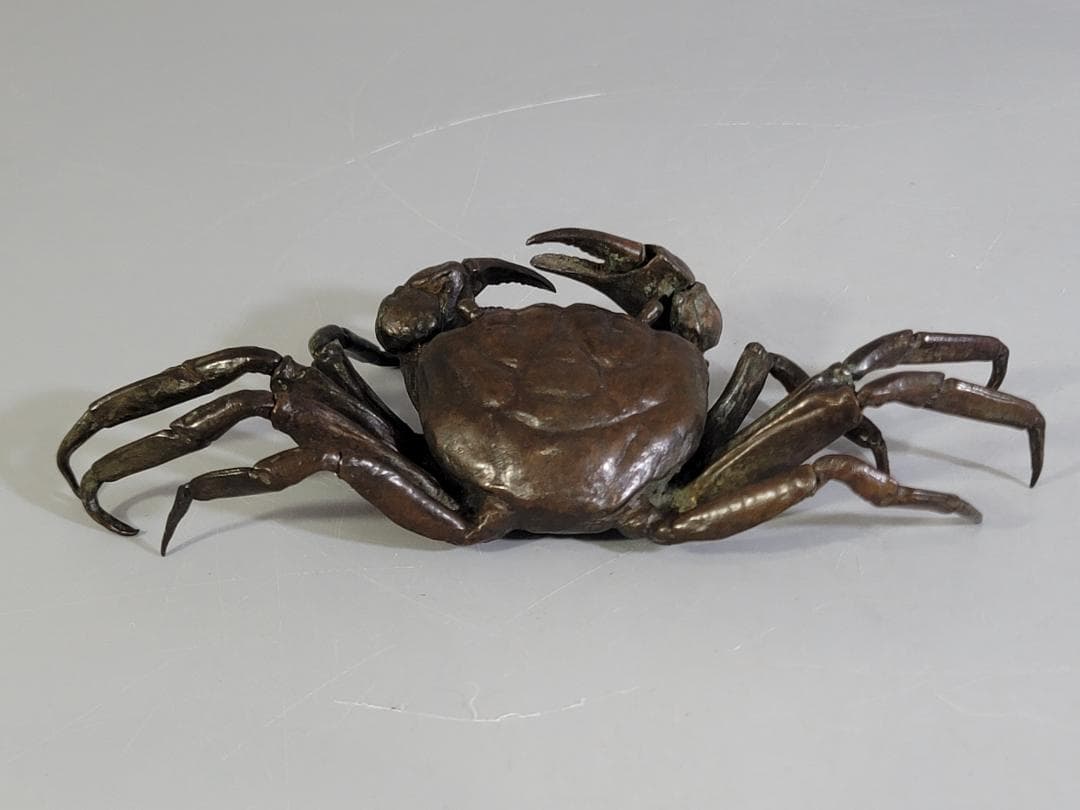 古銅 蟹 自在 盆石飾り 在銘 置物 DT613