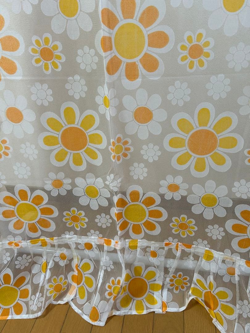 新品未使用 昭和レトロ レトロポップ フラワー レースカーテン 190×170