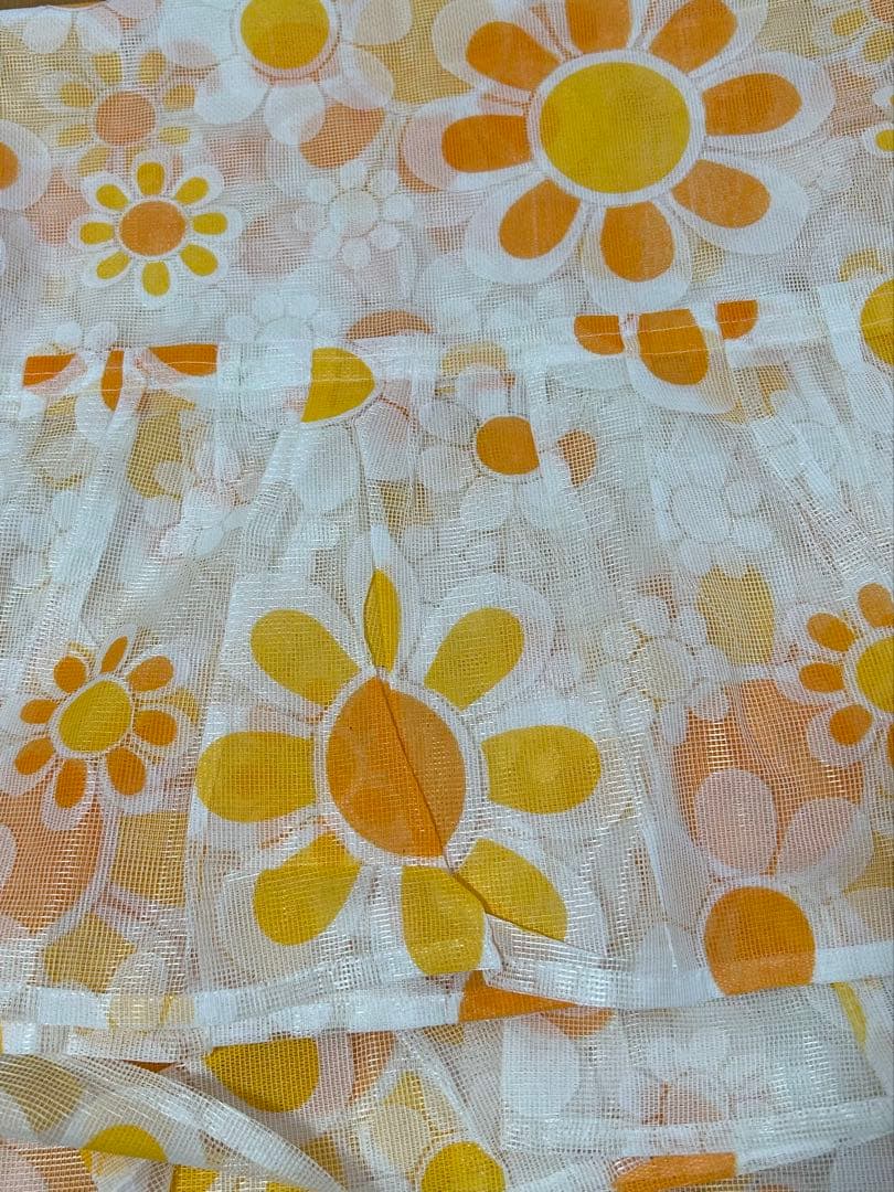 新品未使用 昭和レトロ レトロポップ フラワー レースカーテン 190×170