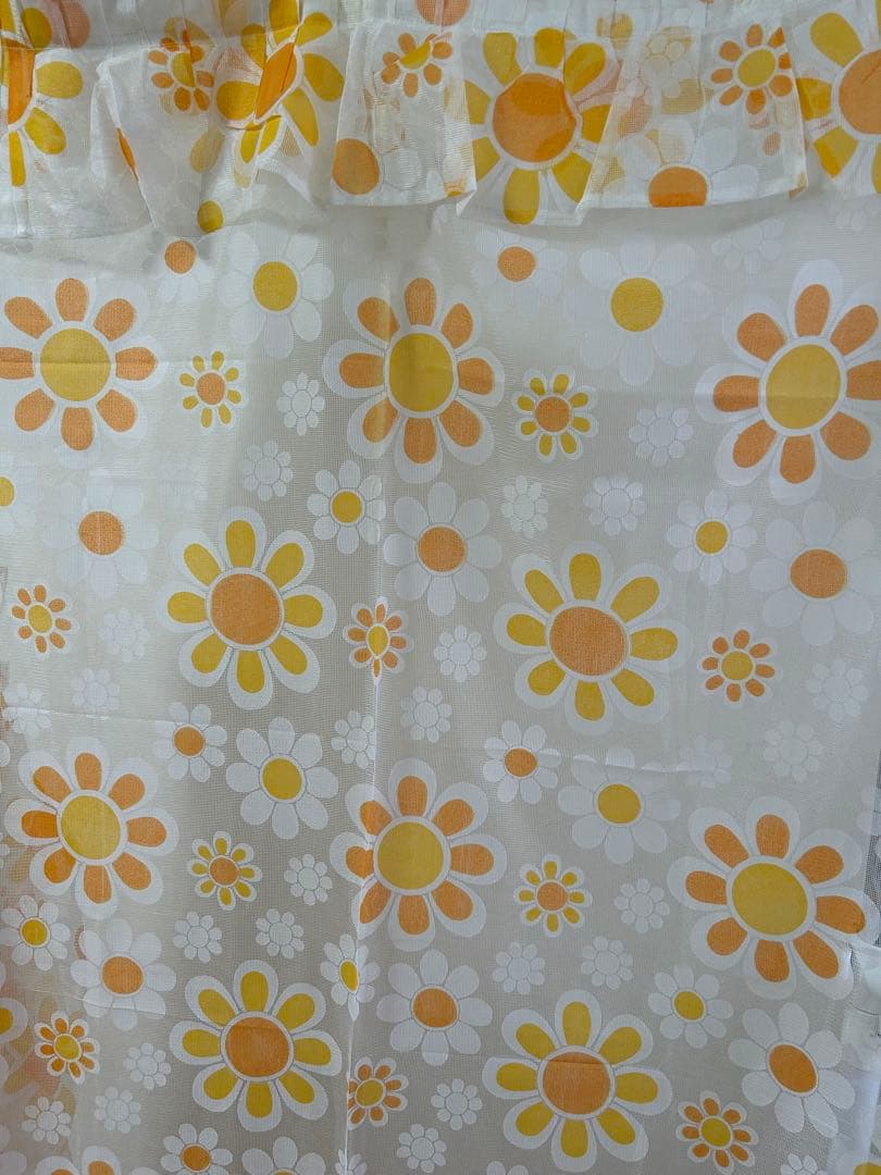 新品未使用 昭和レトロ レトロポップ フラワー レースカーテン 190×170