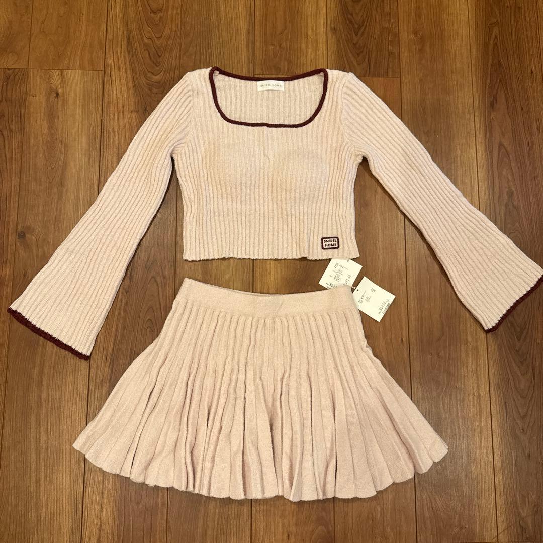 【SNIDEL 】リブ編みセットアップ ピンク