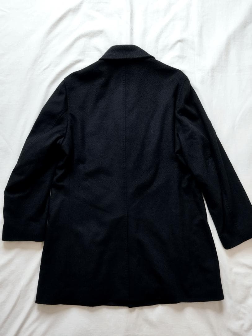 【美品】カシミヤ 100% ステンカラーコート 黒 テイジン メンズショップ