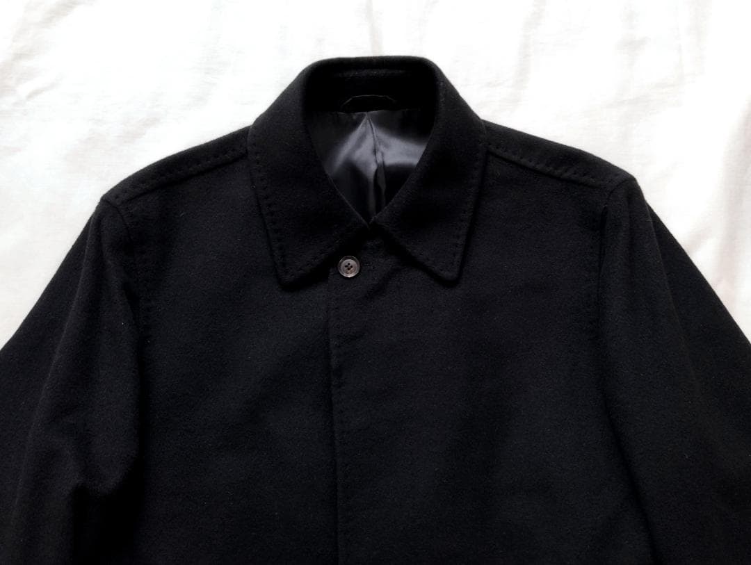 【美品】カシミヤ 100% ステンカラーコート 黒 テイジン メンズショップ