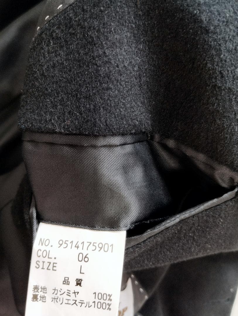 【美品】カシミヤ 100% ステンカラーコート 黒 テイジン メンズショップ